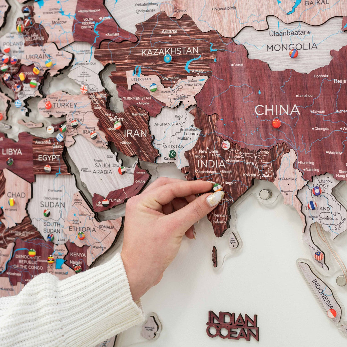 3D Luminous LED Colored World Map (B2B)