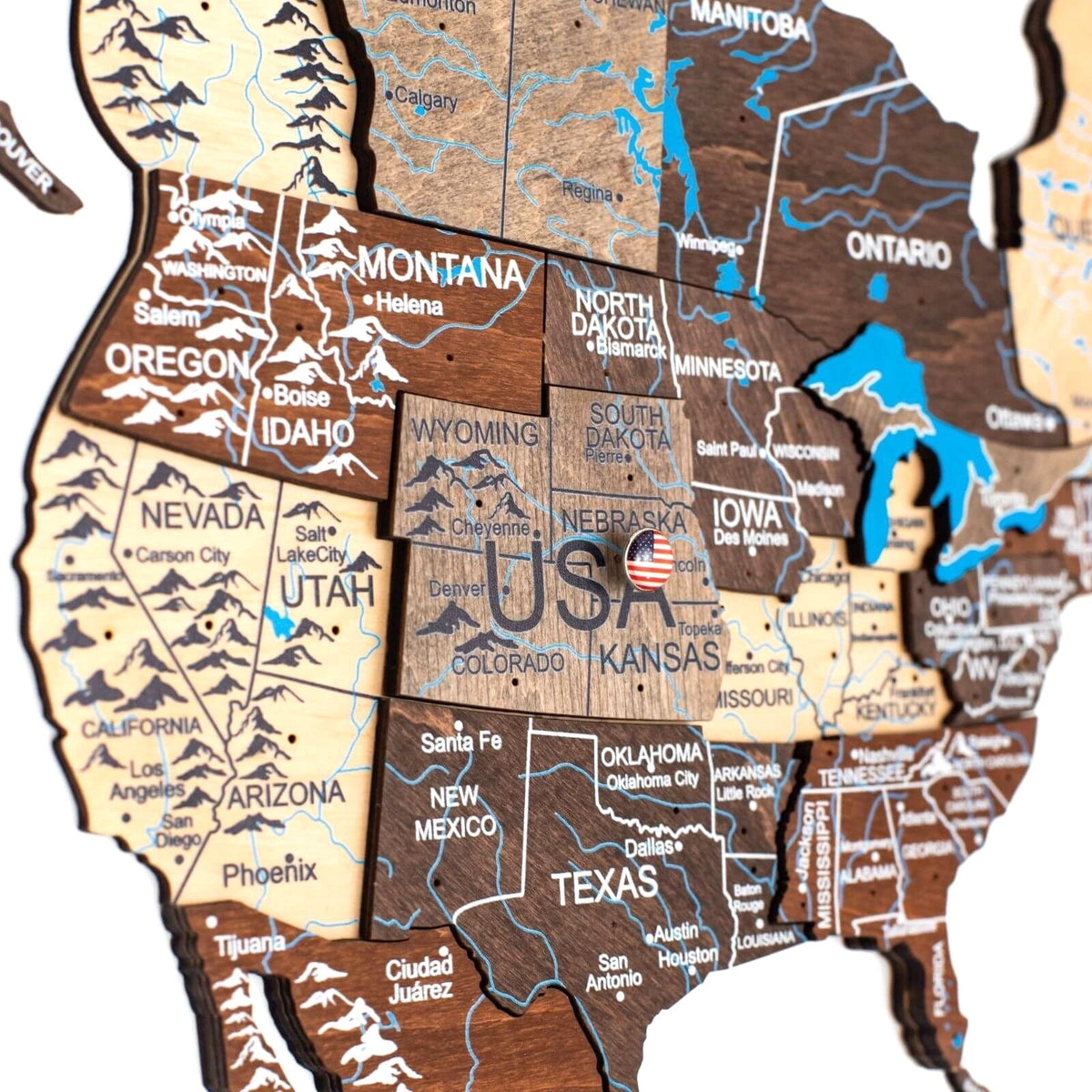 3D LED Wooden World Map 3.0 Multicolor (B2B)